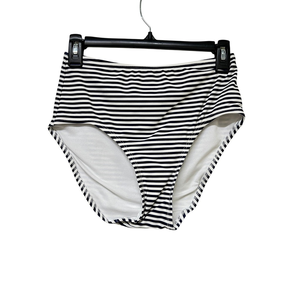 Lime Ricki Women's Navy Blue White Striped Tankini High Waisted‎ Bottom Size M